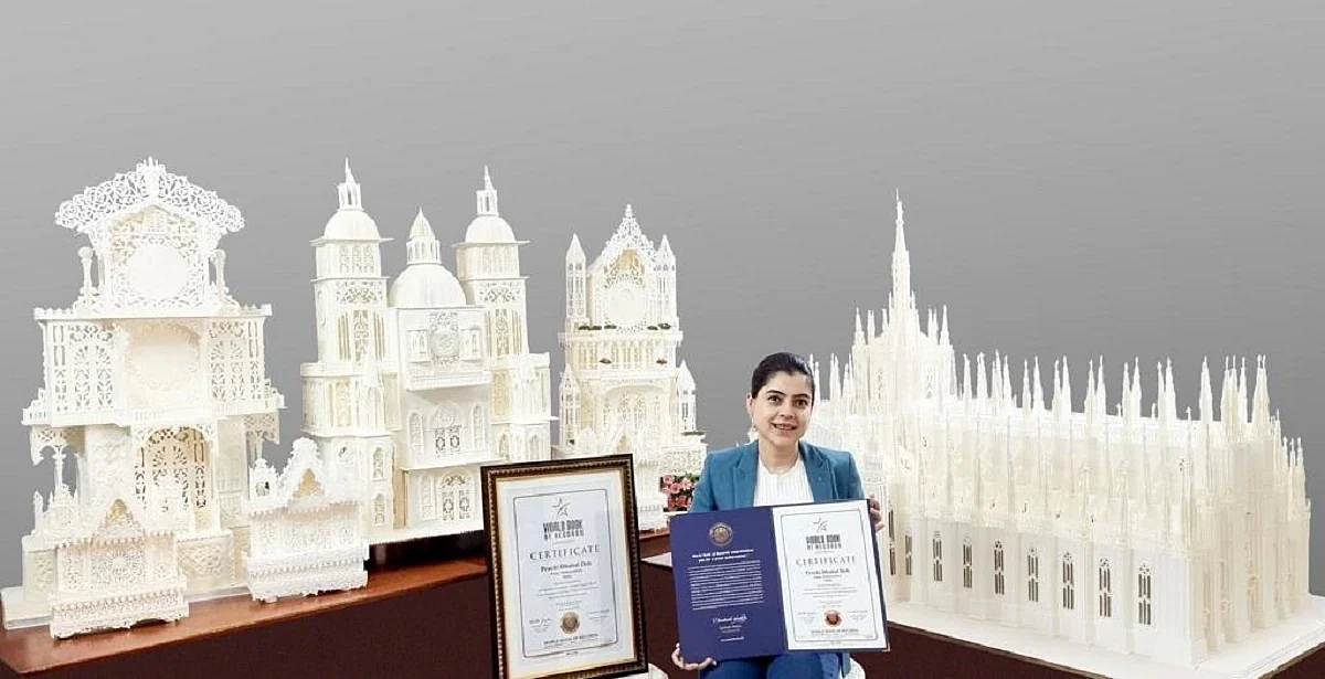 உலக சாதனை புத்தக சான்றிதழுடன் பிராச்சி