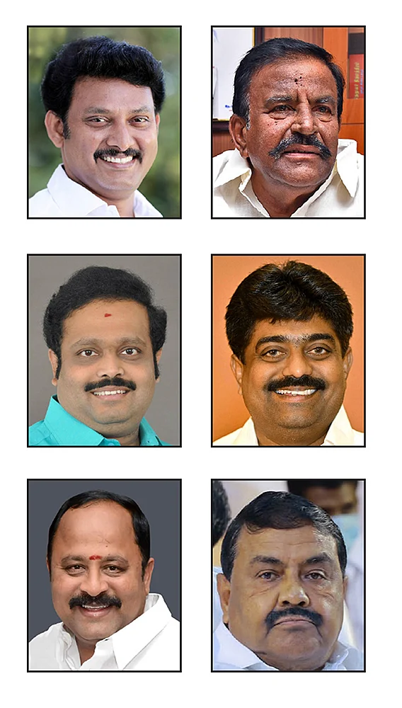 அன்பில் மகேஸ், கே.என்.நேரு, கதிர் ஆனந்த், காதர் பாட்சா, நந்தகுமார், ராஜ கண்ணப்பன்