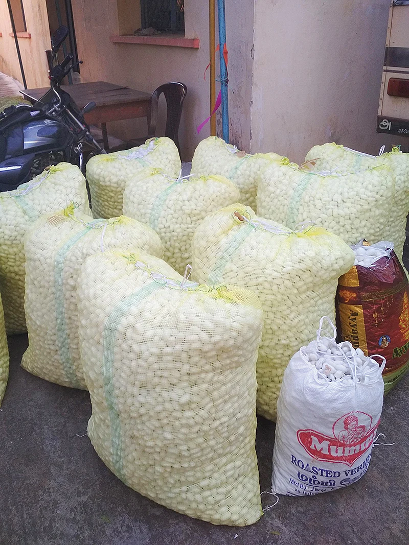 மூட்டைப் பிடிக்கப்பட்ட பட்டுக்கூடுகள்