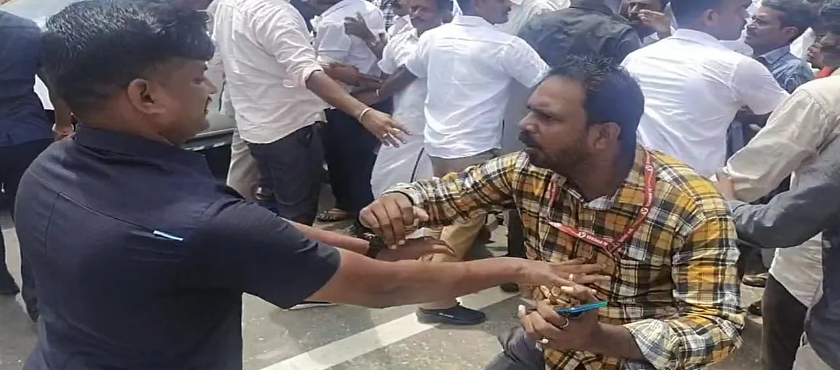 தொலைக்காட்சி நிருபரைத் தாக்கிய முதல்வரின் பாதுகாப்பு காவலர்