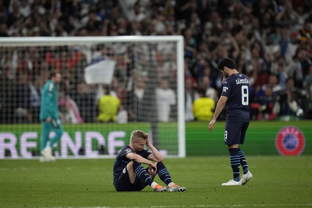 Devastated Manchester City players