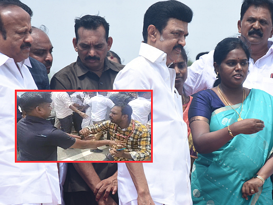 ஆய்வு செய்யவந்த முதல்வர்; பத்திரிகையாளரைத் தாக்கிய பாதுகாவலர் - சில மணி நேரத்தில் சஸ்பெண்ட்!