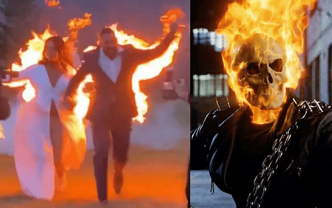 Viral Video: Ghost Rider போல நடந்து வரும் மணமக்கள்;  ரிசப்சன் வீடியோவைக் கண்டு அதிர்ந்த மக்கள்!