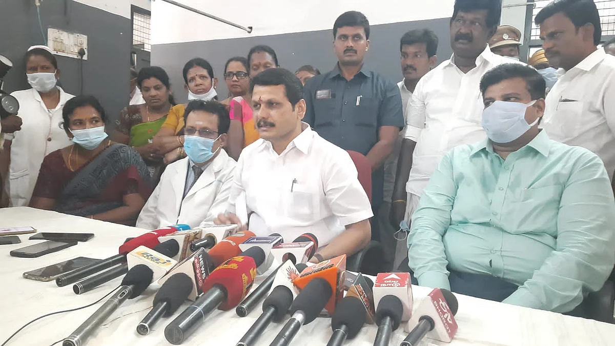 பேட்டியளிக்கும் செந்தில் பாலாஜி