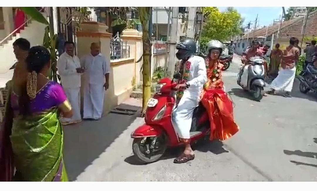 தலைக்கவசம் விழிப்புணர்வு - திருமணத்தின்போது