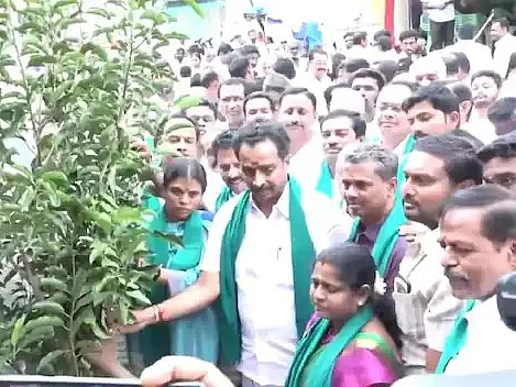 மரக்கன்றுக் கூண்டுகளில் எம்.ஆர்.வி பெயர்; அகற்றும் மாநகராட்சி ஊழியர்கள் - கொதிக்கும் கரூர் அதிமுக