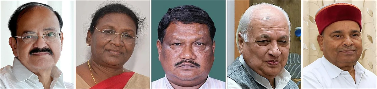 வெங்கைய நாயுடு , திரௌபதி முர்மு, ஜுவல் ஓரம், ஆரிஃப் முகமது கான், தாவர்சந்த் கெலாட்