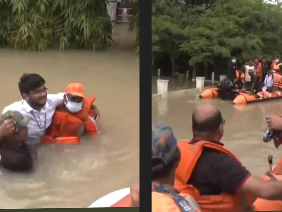 அஸ்ஸாம் வெள்ளம்: ஆய்வுக்கு வந்த முதல்வர்... கழுத்தளவு நீரில் இறங்கி சால்வை வழங்கிய இளைஞர்!
