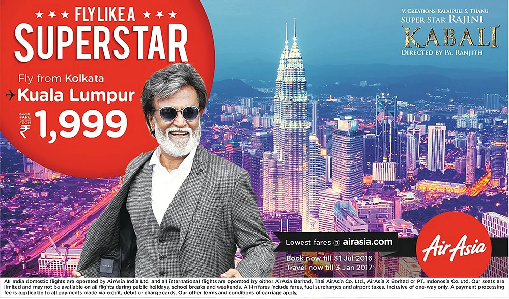 ஏர் ஏசியாவின் புதுமையான மார்க்கெட்டிங்... ‘‘கபாலி ரஜினியால் எங்கள் மார்க்கெட் ஷேர் உயர்ந்தது..!’’