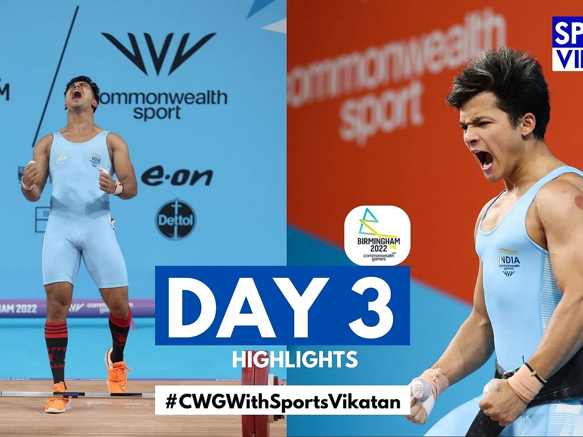 India at CWG, Day 3 - Highlights:
பளுதூக்குதலில் இரண்டு தங்கப்பதக்கங்கள்! பேட்மின்டன், கிரிக்கெட், ஹாக்கியில் அபாரம்!