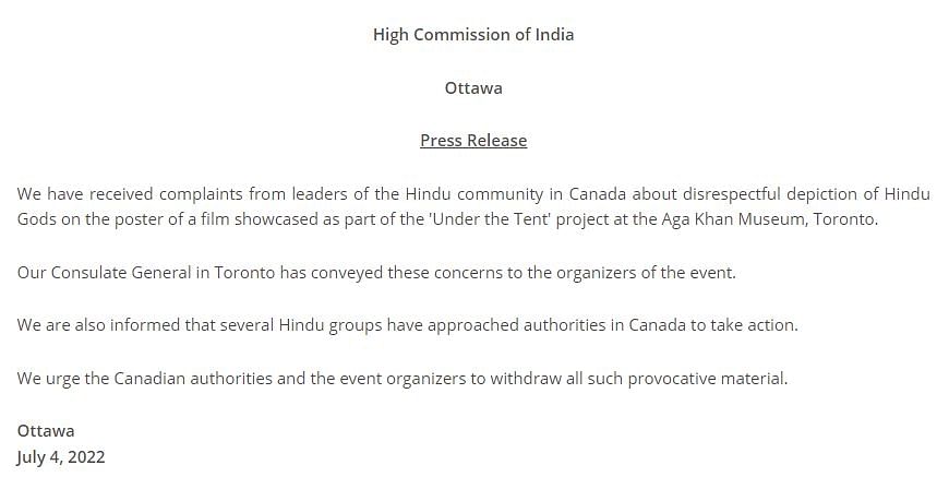 High Commission of India Press Release