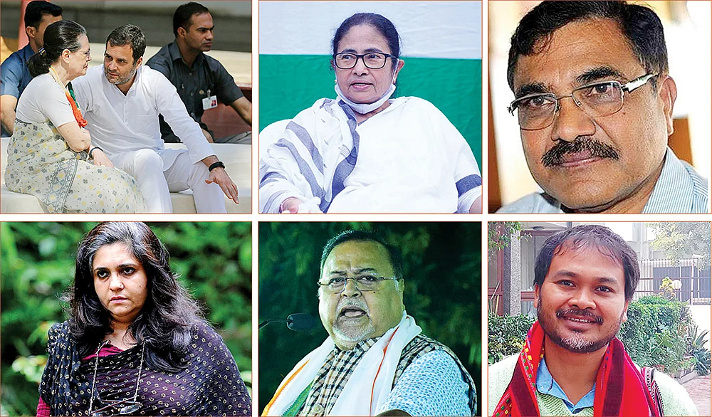 சோனியா - ராகுல் - மம்தா பானர்ஜி - ஆனந்த் டெல்டும்டே - தீஸ்தா சீதல்வாட் - பார்த்தா சாட்டர்ஜி - அகில் கோகோய்