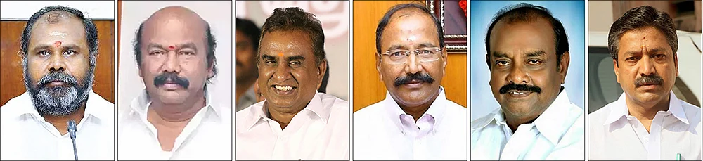 ஆர்.பி.உதயகுமார், ராஜன் செல்லப்பா, எஸ்.பி.வேலுமணி, தங்கமணி, நத்தம் விசுவநாதன், சி.வி.சண்முகம்
