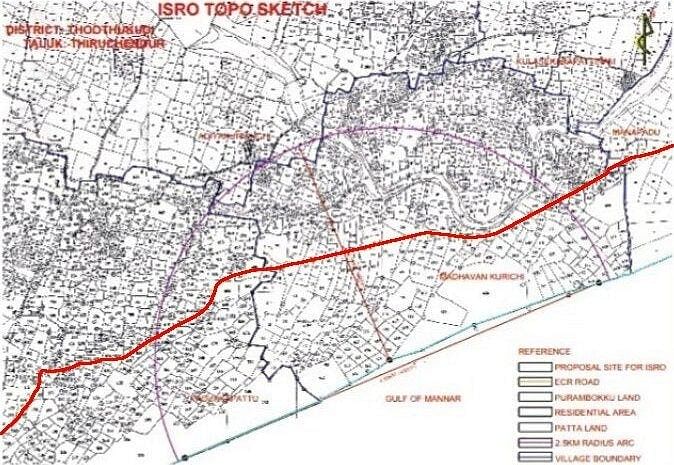 ராக்கெட் ஏவுதளம் அமையவுள்ள வரைபடம்
