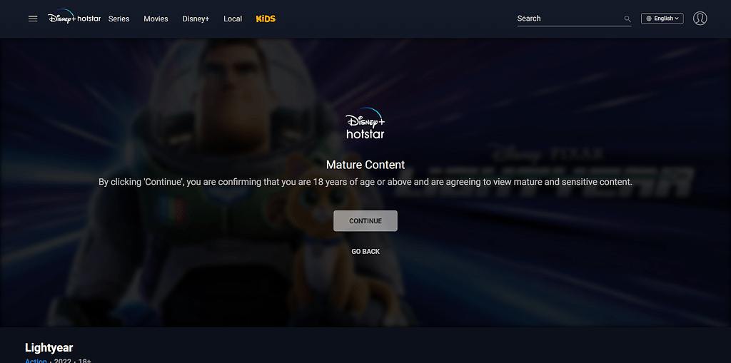 18+ - Lightyear - Disney Plus Hotstar