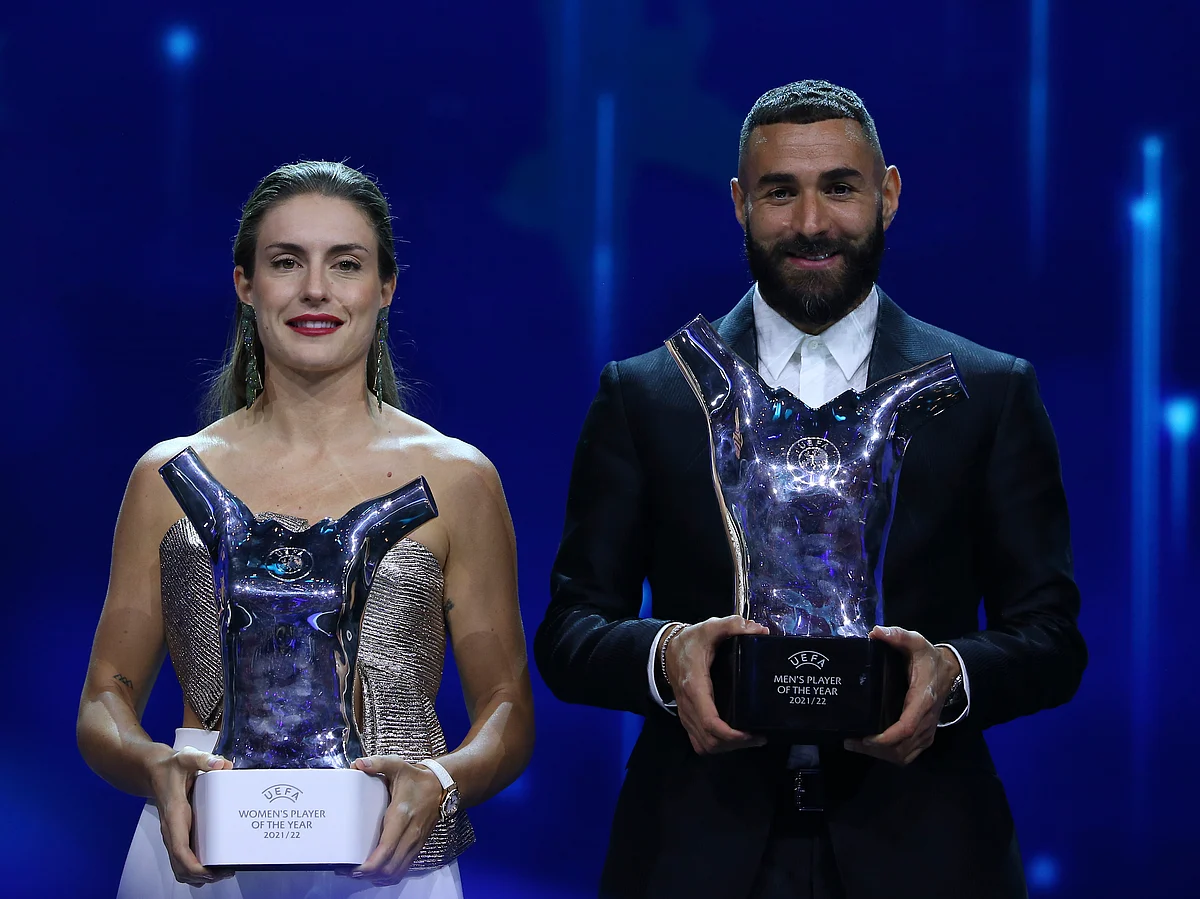 Barcelona's Alexia Putellas and Real Madrid's Karim Benzema