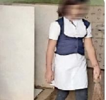 Photos of school girls cleaning toilets