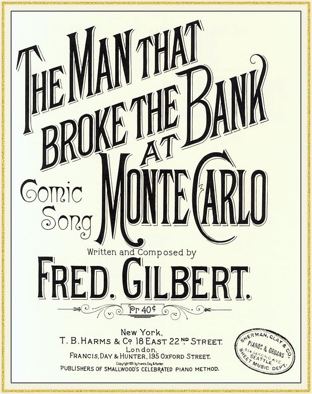 "The Man Who Broke the Bank at Monte Carlo" பாடல் குறித்த விளம்பரம்