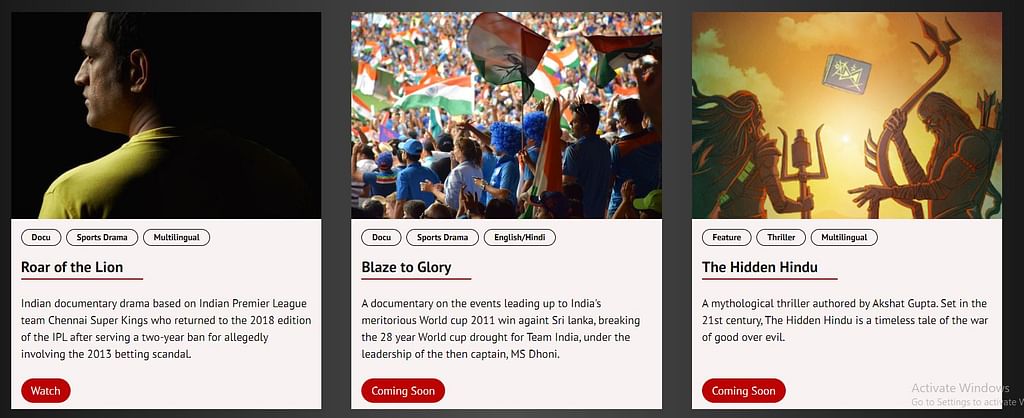 'Roar of the Lion', 'Blaze to Glory, 'The Hidden Hindu'