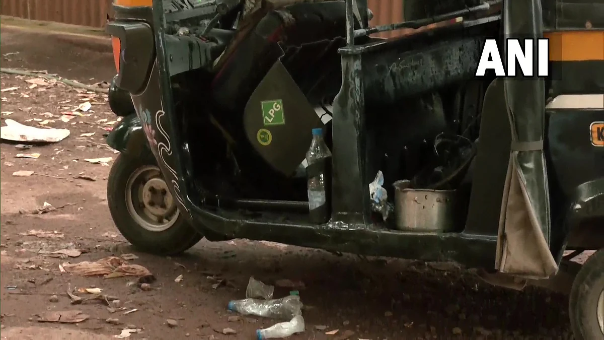 கர்நாடகாவில் திடீரென தீப்பிடித்த ஆட்டோ