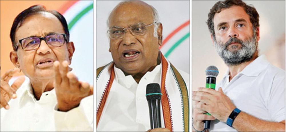 ப.சிதம்பரம் - மல்லிகார்ஜுன கார்கே - ராகுல் காந்தி