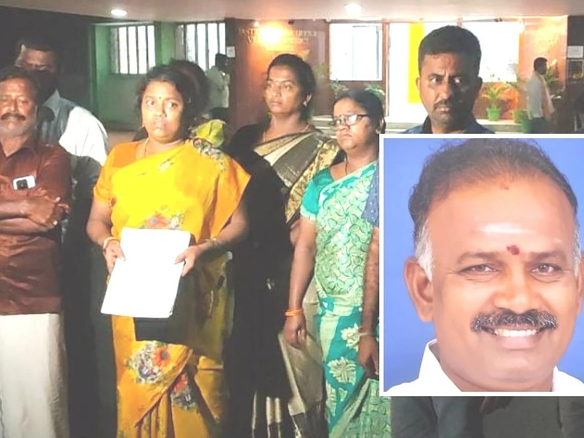 புகாரளித்த குடும்பத்தினர் (உள்படம்: வெங்கடேசன்)