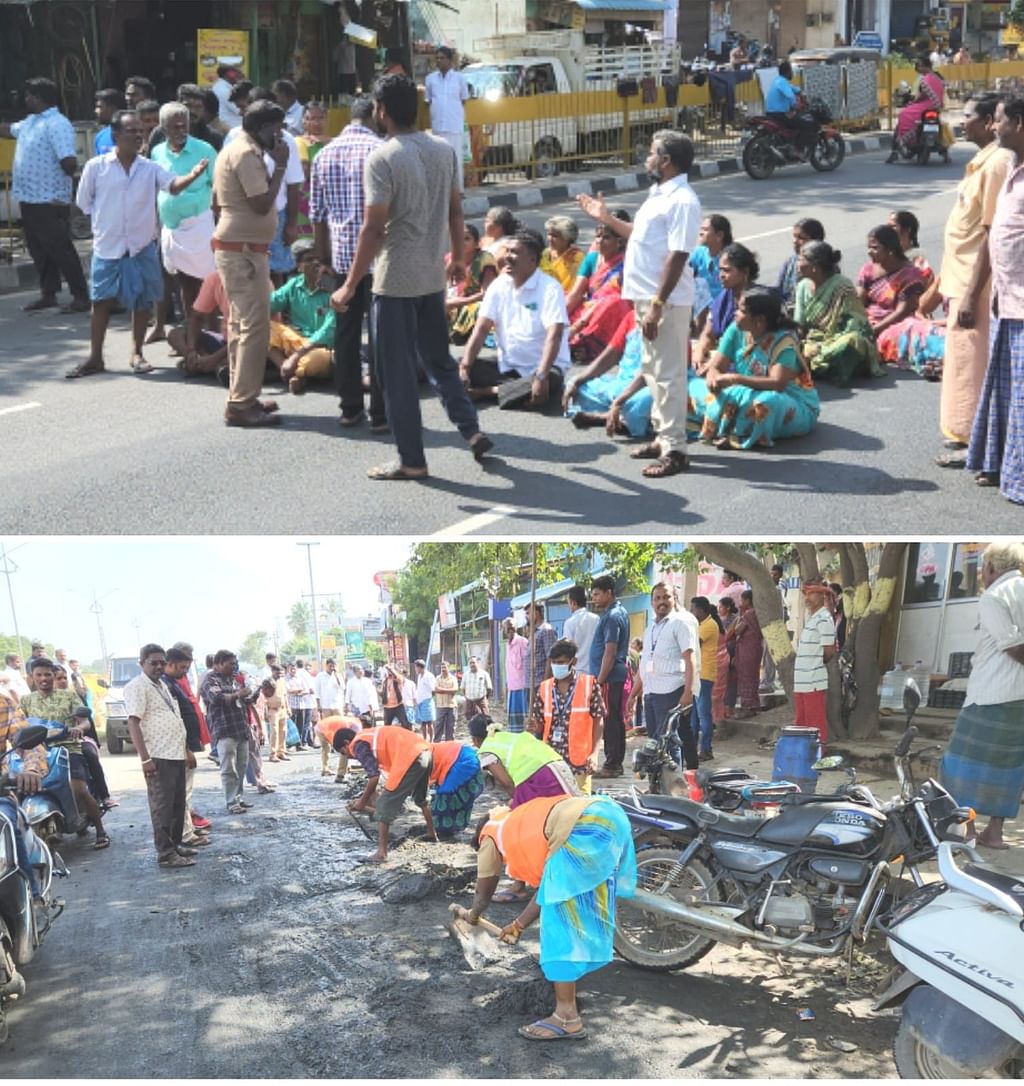 பொதுமக்கள் போராட்டம்; கழிவுகள் அகற்றம்