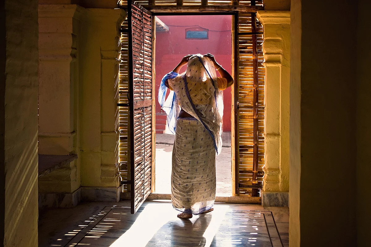 Widowed women celebrating Holi in Vrindavan