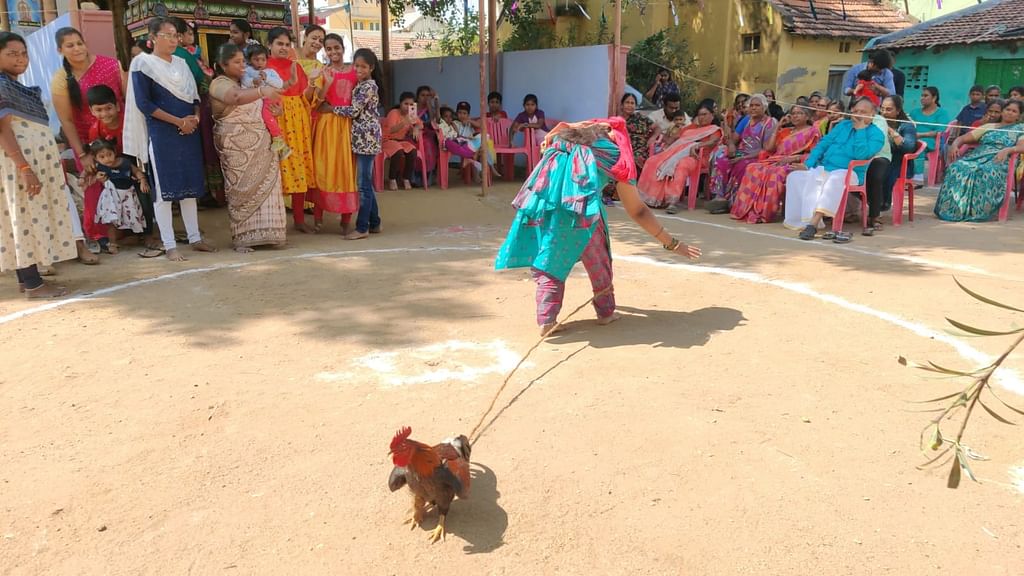 கோழி பிடிக்கும் பெண்