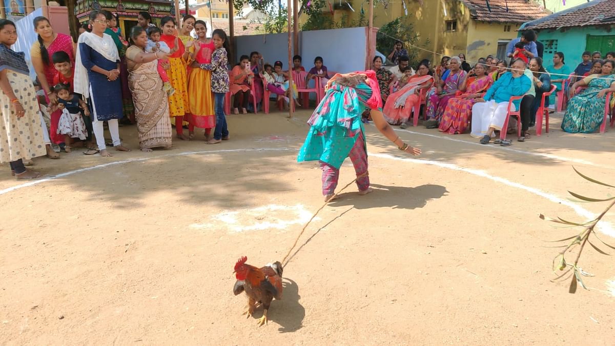 கோழி பிடிக்கும் பெண்