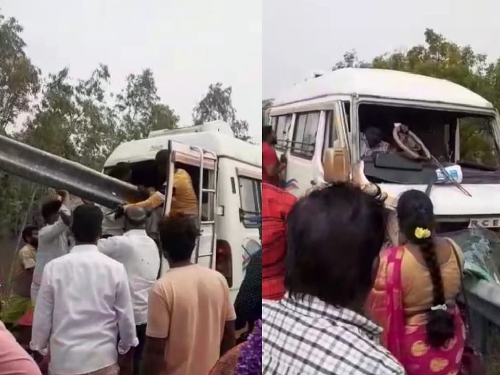விழுப்புரம்: சாலையோர பாதுகாப்புத் தடுப்பில் பாய்ந்த வேன்; வெளிநாட்டிலிருந்து திரும்பியபோது விபத்து