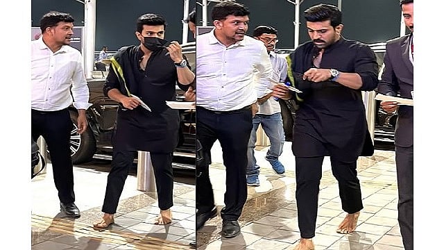 Ram Charan: ஆஸ்கர் விழாவுக்குச் செல்ல செருப்பில்லாமல் ஏர்போர்ட் வந்த ராம் சரண்; வைரலாகும் படங்கள்!
