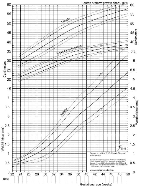 Fenton growth chart - Girls