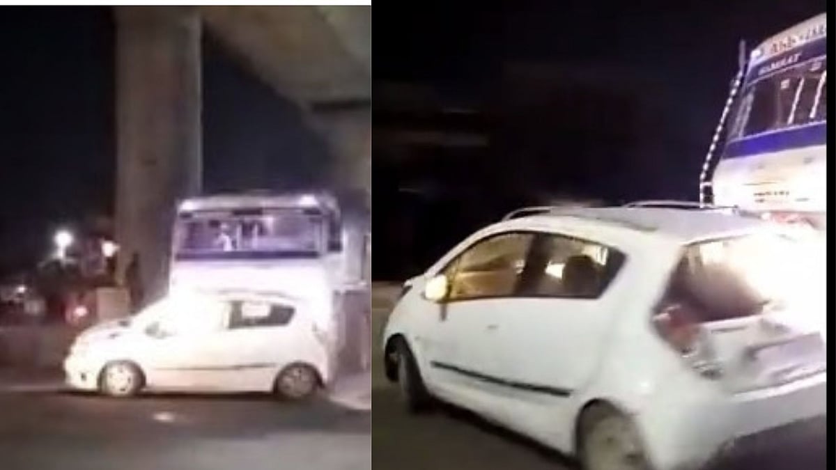 குடிபோதை: காரை இடித்து 3 கிமீ வரை இழுத்துச்சென்ற பஸ் ஓட்டுநர் - காவல்துறை நடவடிக்கை!