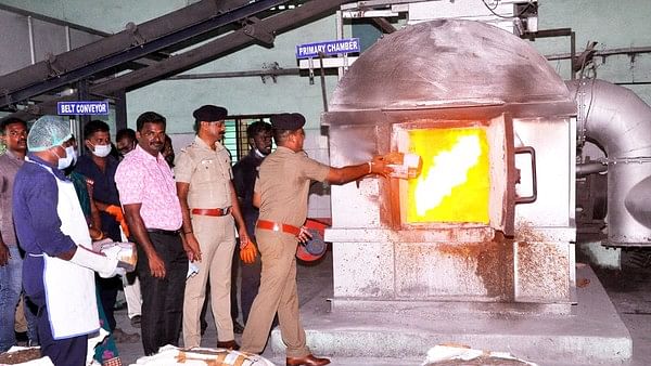 பறிமுதல் செய்யப்பட்ட கஞ்சா அழிக்கப்பட்டது