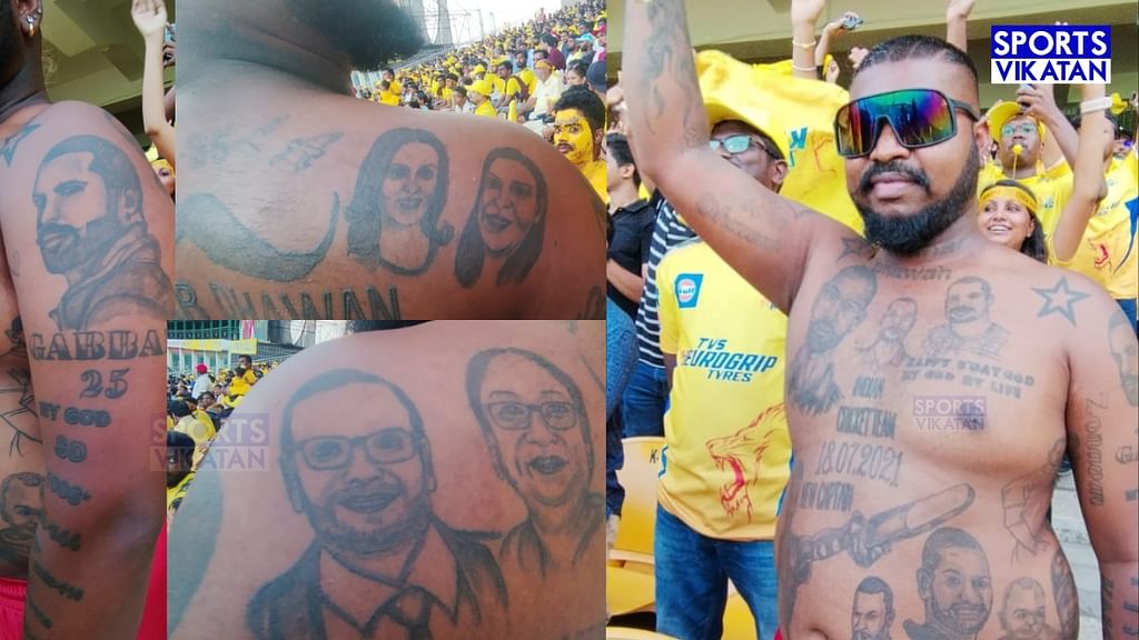 CSKvPBKS: தவான் குடும்பத்தையே பச்சை குத்திய தீவிர ரசிகர்; மஞ்சள் கூட்டத்தில் கலக்கிய சிகப்பு மனிதர்!