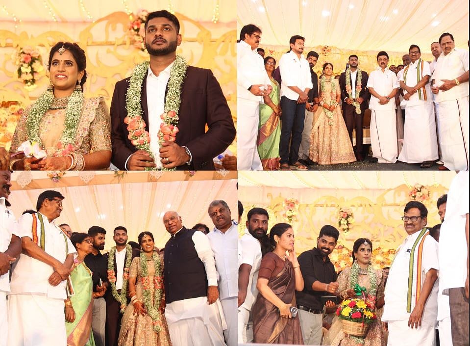 கார்கே முதல் சிவக்குமார் வரை... கே.எஸ்.அழகிரி மகள் திருமண வரவேற்பு விழா! - புகைப்படத் தொகுப்பு