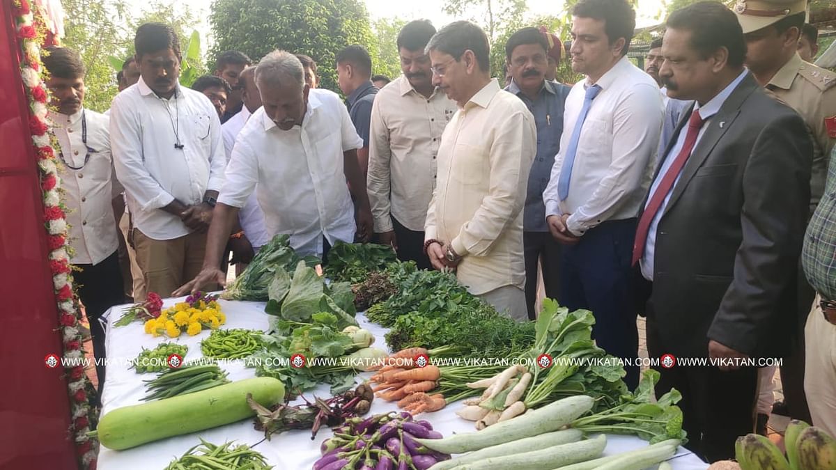 இயற்கை முறையில் விளைவிக்கப்பட்ட காய்கறிகளை பார்வையிட்டார்
