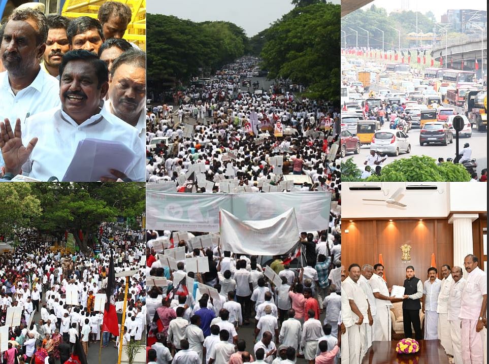 ஆளுநர் மாளிகை நோக்கி அதிமுக பேரணி... தொண்டர்கள், வெயில், போக்குவரத்து நெரிசல்! - புகைப்படத் தொகுப்பு