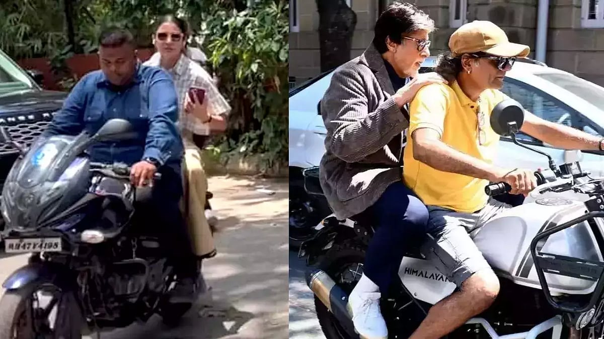இருசக்கர வாகனத்தில் ஹெல்மெட் அணியாமல் பயணம்; அமிதாப் பச்சன் அனுஷ்கா சர்மா மீது போலீஸ் நடவடிக்கை
