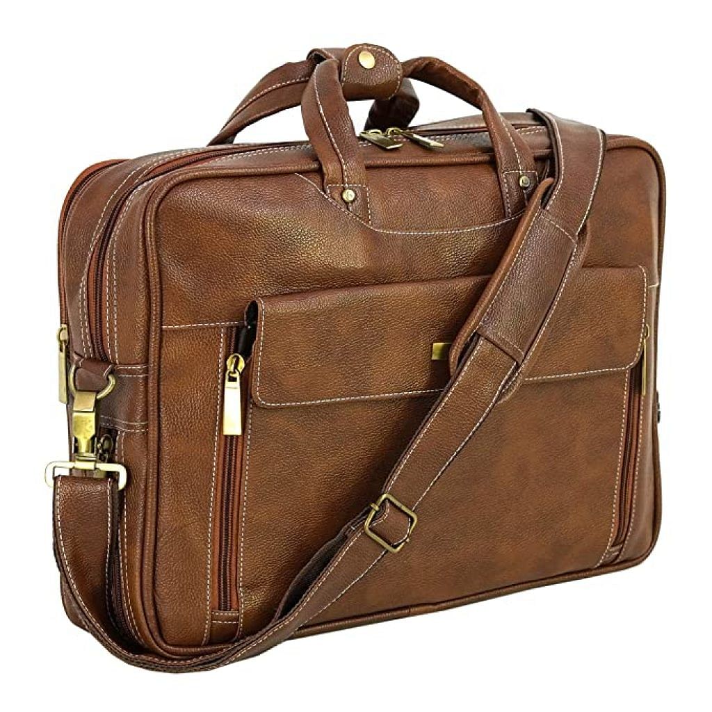 Buy Trajectory Elegant Vegan Leather 15.6 Inch Laptop Messenger Office Bag  with 10 years warranty and dual compartment with expandable bottom used as  shoulder and handbag For Men and Women Online at
