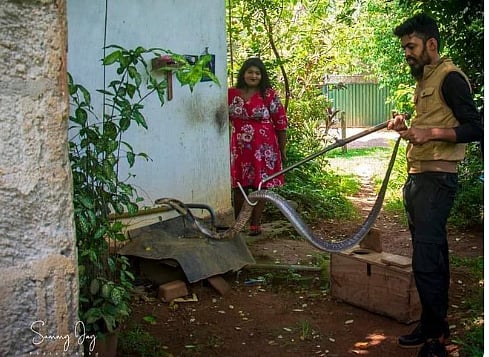 என்னமா யோசிக்குறாங்க... பாம்போடு ப்ரீவெடிங் போட்டோஷூட் எடுத்த ஜோடி; காரணம் இதுதான்!   