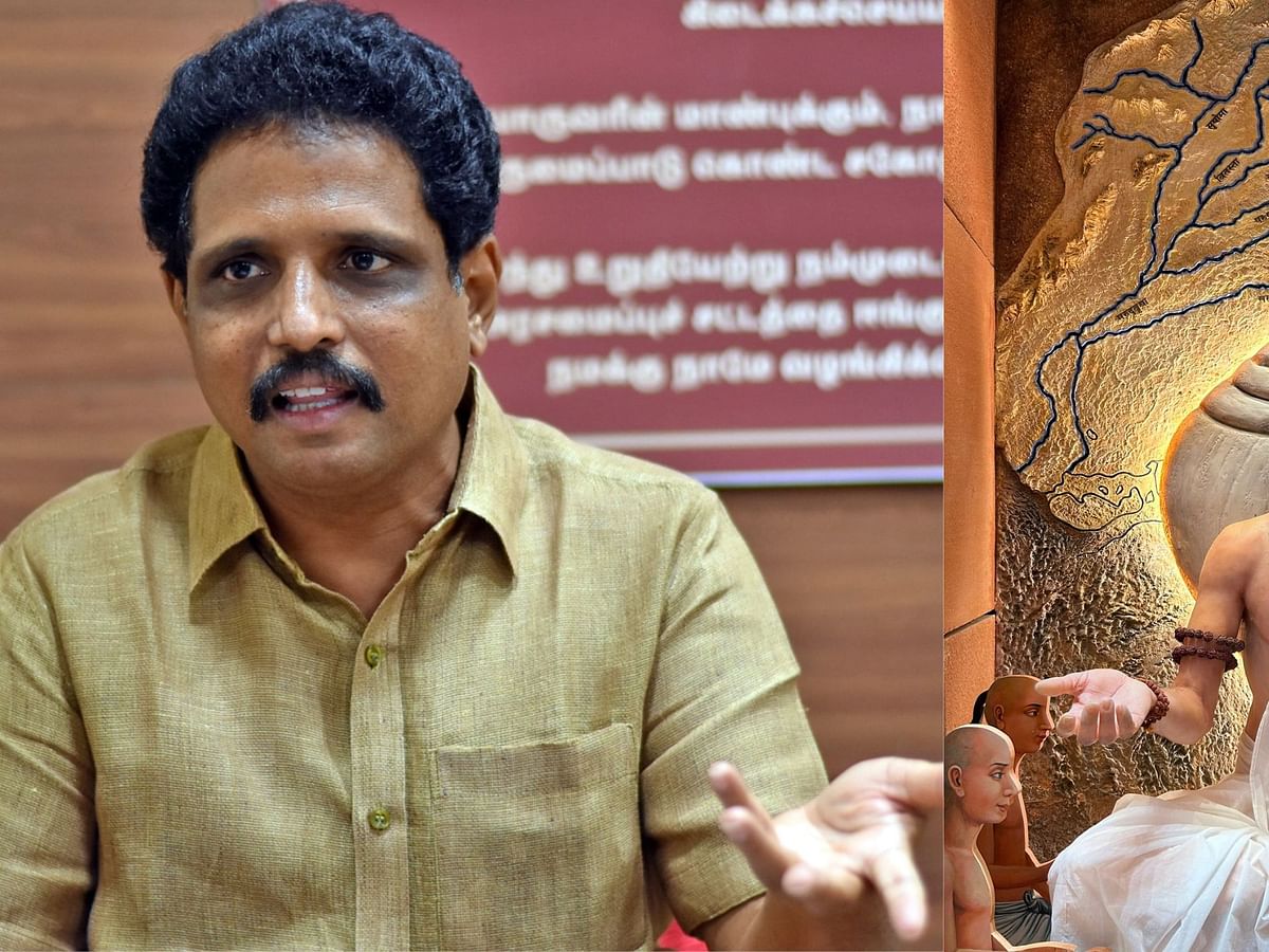 New Parliament : `எல்லாச் சுவர்களிலும் சனாதனமும், சம்ஸ்கிருதமும் மட்டுமே!' - சாடும் சு.வெங்கடேசன்