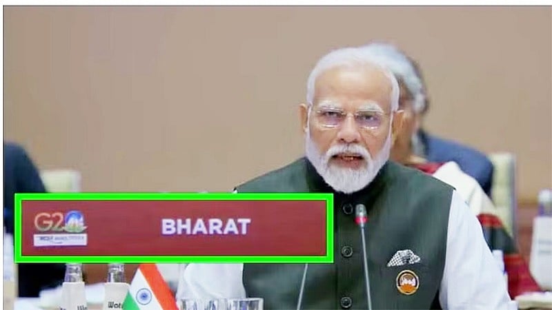 ஜி 20-யில் `BHARAT': பிரதமர் மோடி முன் வைக்கப்பட்ட `பாரத்’ பெயர்ப்பலகை!