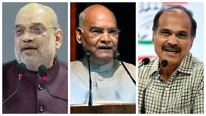 அமித் ஷா - ராம் நாத் கோவிந்த் - ஆதிர் ரஞ்சன் சௌத்ரி 