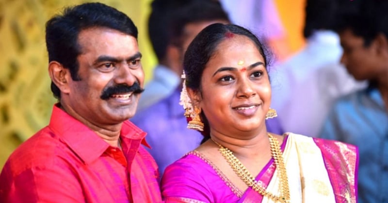 சீமான் தன் மனைவி கயல்விழியுடன்