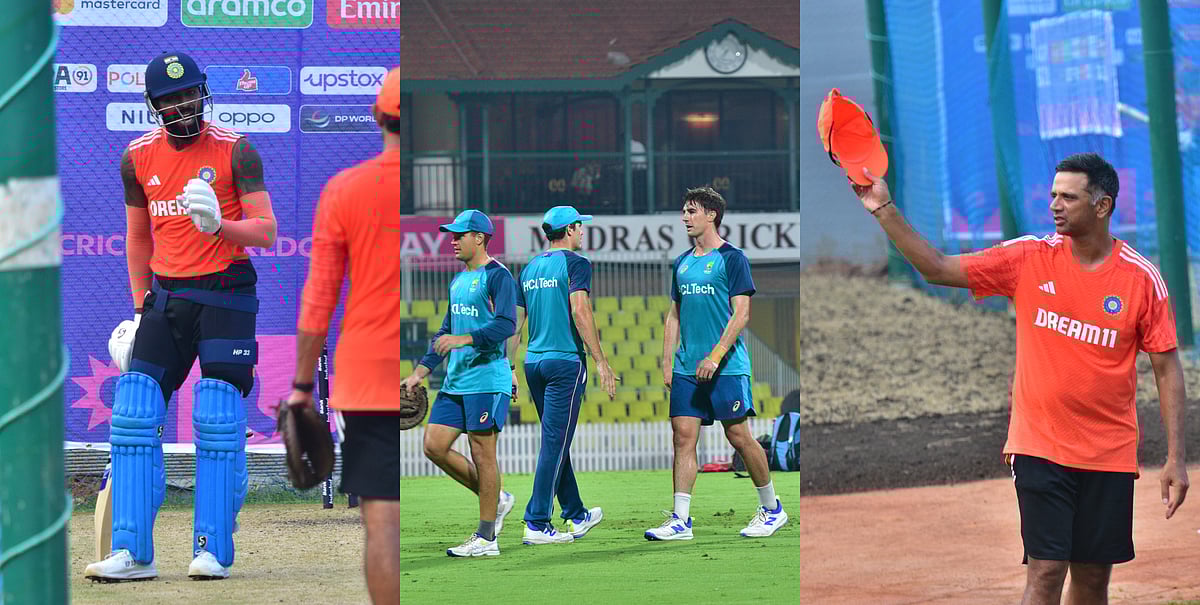 விடாமல் பேட்டிங் செய்த ஹர்திக்; 'நன்றி' சொன்ன டிராவிட்! - இந்திய அணியின் பயிற்சி| Photo Album