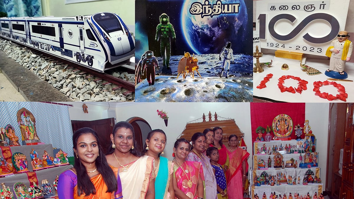 நவராத்திரி: சந்திரயான் - 3, வந்தே பாரத் ரயில், கலைஞர் 100 - ஒரே வீட்டில் அசத்தல் கொலு! | Photo Album