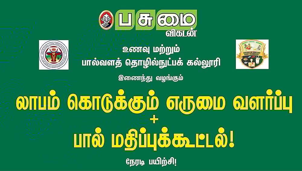 லாபம் கொடுக்கும் எருமை வளர்ப்பு; பால் மதிப்புக்கூட்டல்...    பசுமை விகடன் வழங்கும் நேரடி பயிற்சி!