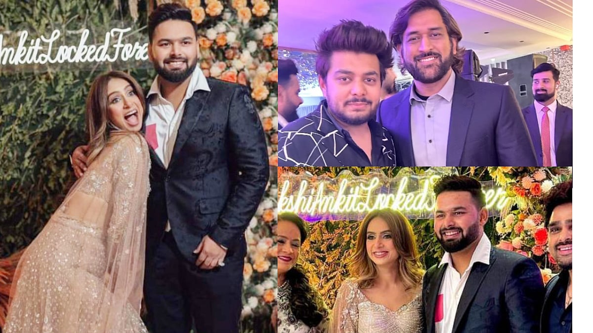 Dhoni: `தோனி வந்துட்டாரு!' ரிஷப் பண்ட்டின் சகோதரி சாக்‌ஷி திருமண நிச்சயதார்த்த விழா| Photo Album